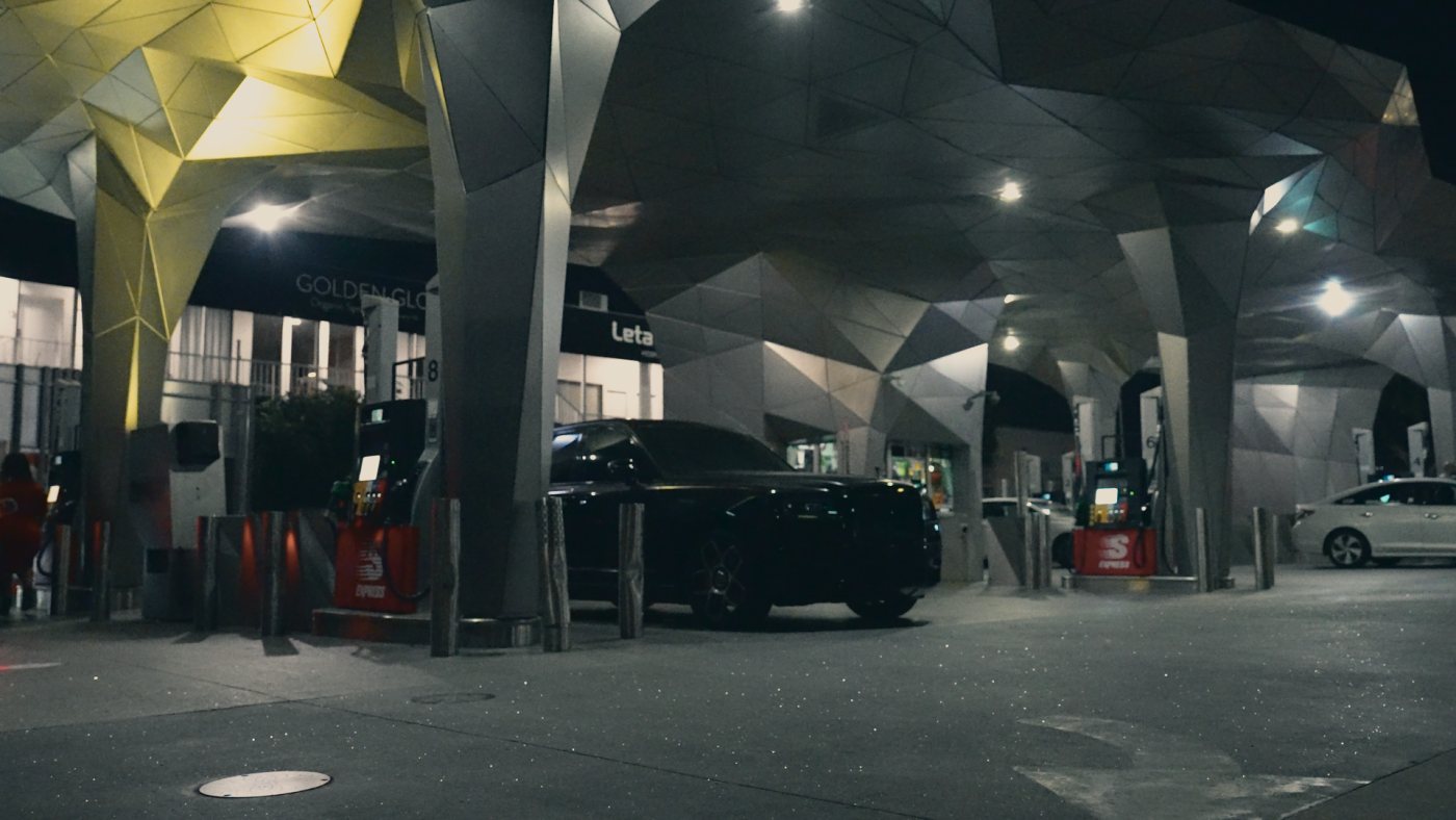 Gas station at night, C0385, graded with Night