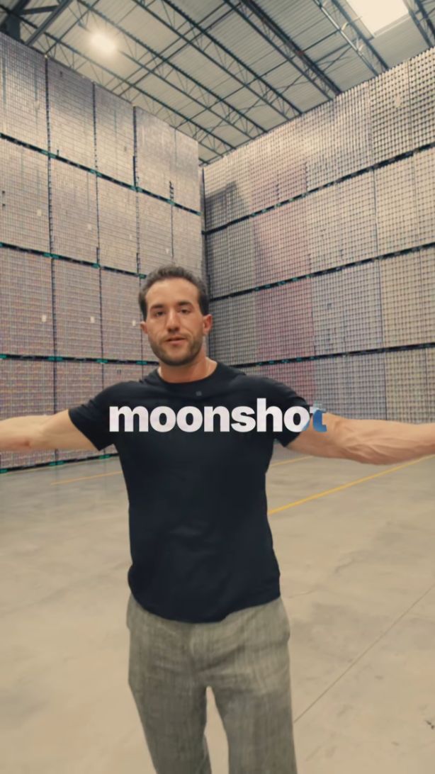 Greg LaV reel: big lowercase word "moonshot" with sky showing in the last letters